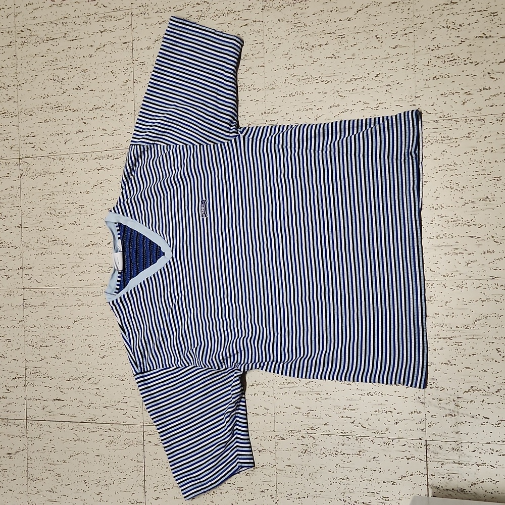 O'Neill Stripe Oversized V-Neck T-Shirt Vintage Y2K Blue, White And Black